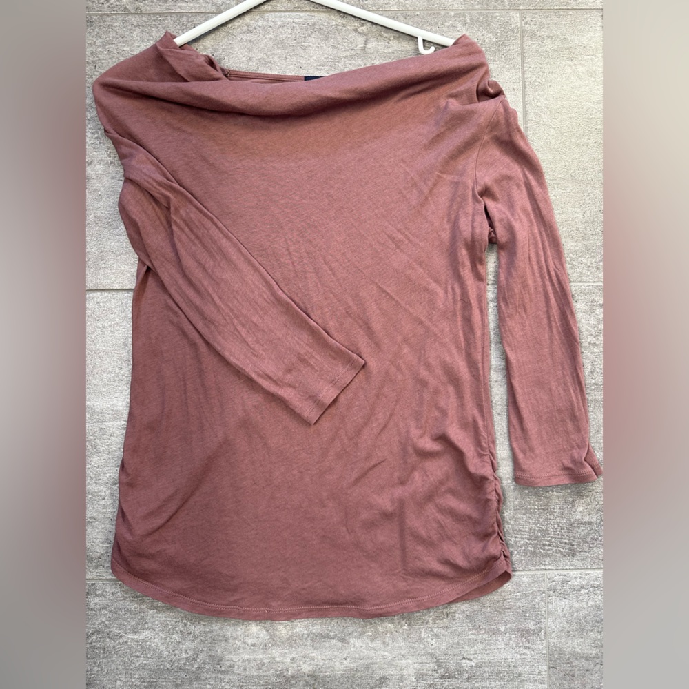 Dusty Rose Cowl Neck Gap 3/4 Length Long Sleeve Shirt